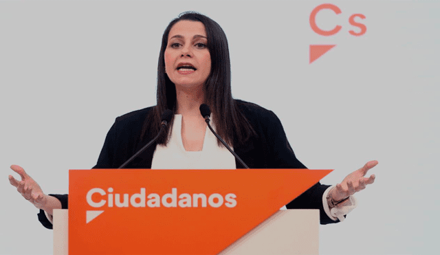 La presidenta de Ciudadanos, Inés Arrimadas, en una comparecencia celebrada en Madrid el pasado martes. Luca Piergiovanni / EFE.
