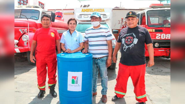 La donación de alcohol fue entregada a diferentes instituciones públicas del valle Chicama.