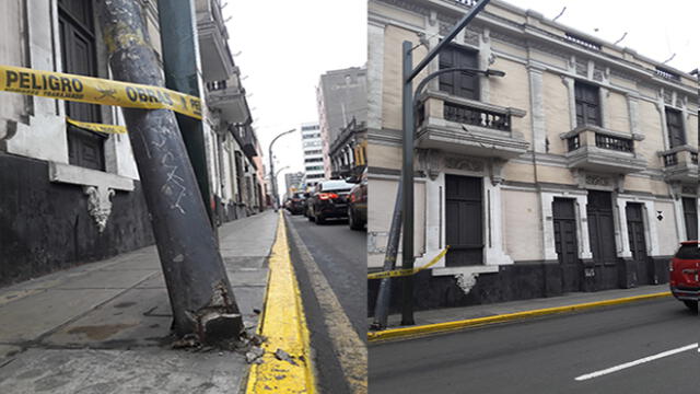 #YoDenuncio: poste de alumbrado a punto de caer causa temor entre vecinos de Centro de Lima