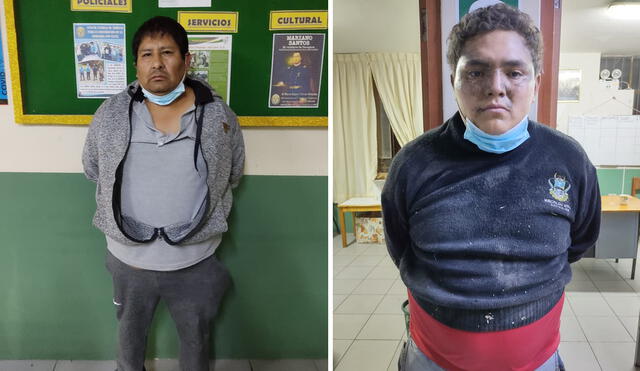 Santiago Alexander Pinto Salas (44) y su hijo Michael Sthip Pinto Franco (22), son acusados de robo agravado. Foto: PNP
