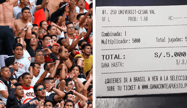 Hincha de Universitario apostó estrepitosa suma de dinero contra César Vallejo [FOTO]