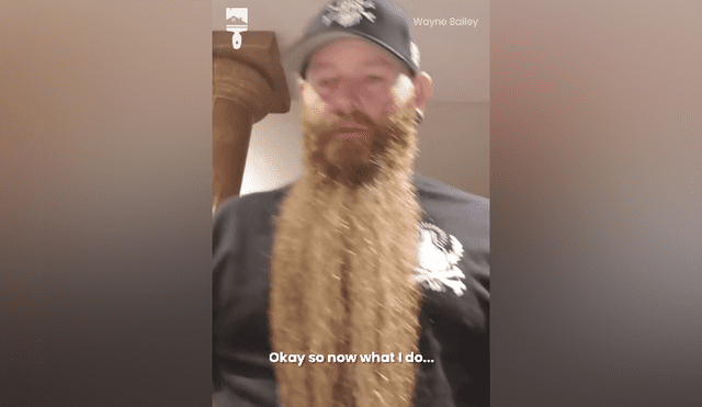 Desliza hacia la izquierda para ver el truco secreto de un hombre para ocultar su enorme barba. Viral de YouTube.
