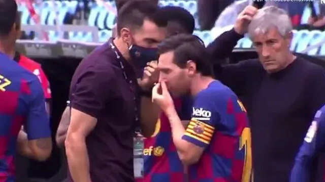 Polémicas imágenes se difundieron luego del desplante de Messi a uno de los colaboradores de Quique Setién. (Foto: Captura/YouTube)