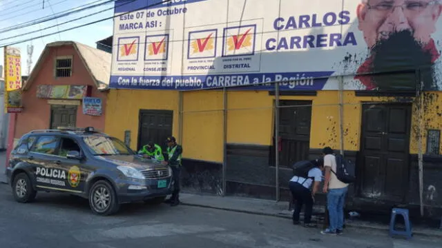 Local de candidato de Moquegua amaneció embarrado con aceite quemado [VIDEO]