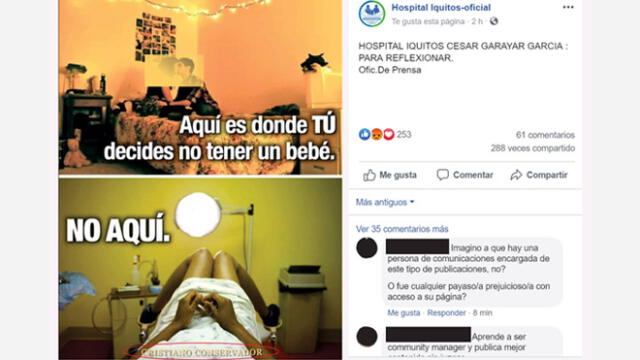 Polémica por hospital público de Iquitos que se mostró en contra del aborto