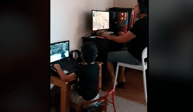 Padre e hijo juegan una partida de Counter Strike como Terrorist. Foto: TikTok.