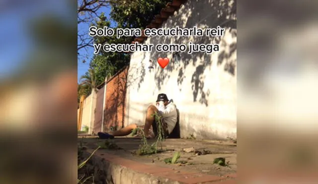 Pese a no poder darle un abrazo a su pequeña, está todos los días cerca de ella. Foto: captura de TikTok