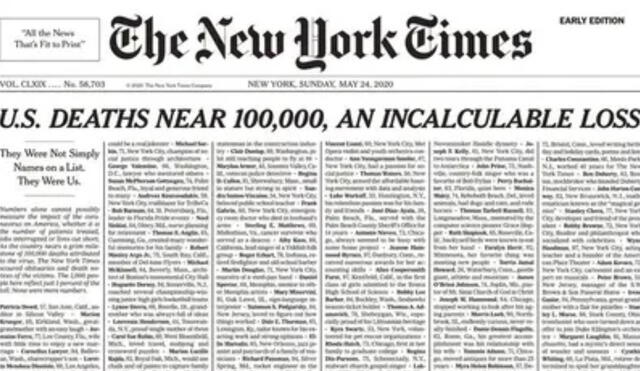 El diario del The New York Times saldrá este domingo 24 de mayo. Foto: NYT
