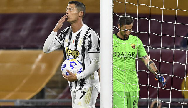 Cristiano Ronaldo puso el gol del empate (1-1) en el choque entre Juventus y Roma por la Serie A. Foto: AFP