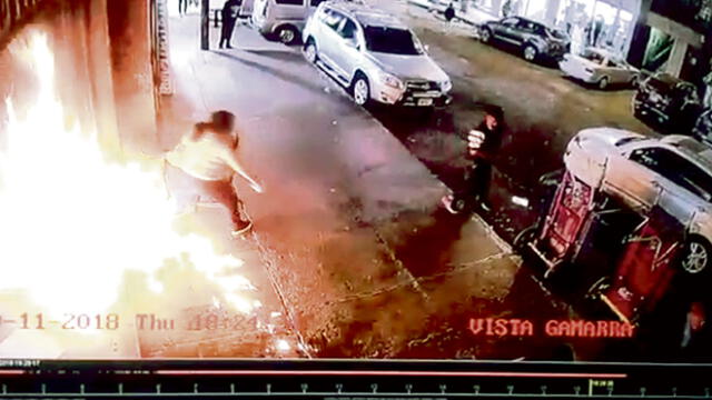 Acosador intenta quemar a una mujer en calle de La Victoria
