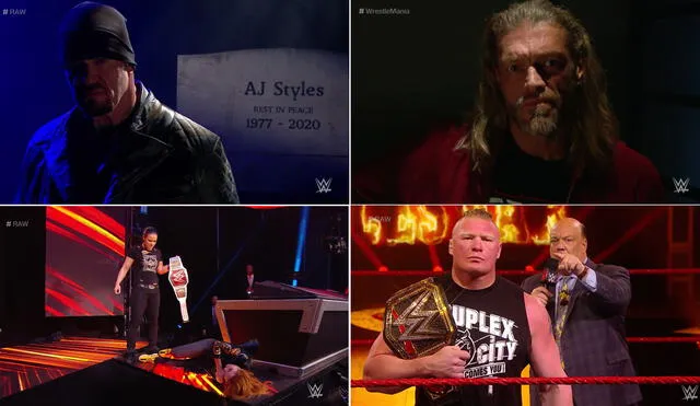 WWE RAW con Brock Lesnar The Undertaker y Becky Lynch previo a WrestleMania 36. Foto: WWE/Composición