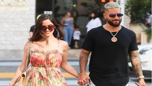 Photo © 2019 Backgrid/The Grosby Group
Spain: Lagencia Grosby

Beverly Hills, CA  - Maluma and his girlfriend Natalia Barulich are all smiles as they are spotted leaving lunch at Avra.