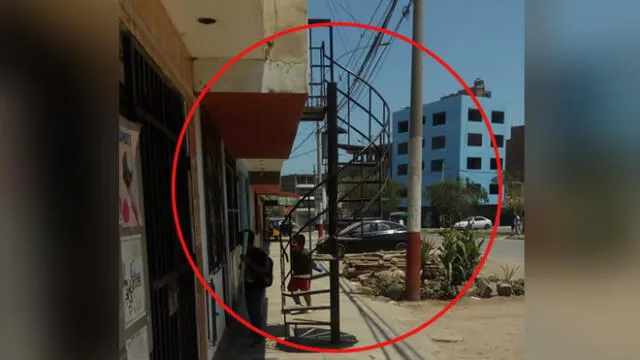 #YoDenuncio: colocan escalera de fierro en medio de vereda 