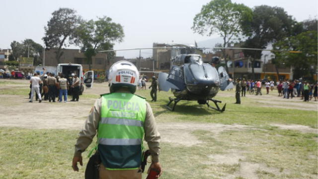 Suboficial herido fue evacuado por un helicóptero al Hospital de la Policía tras una operación en el que se les extrajo las balas del cuerpo. (Foto: Marco Cotrina)