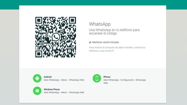 Código QR de la versión web de WhatsApp.