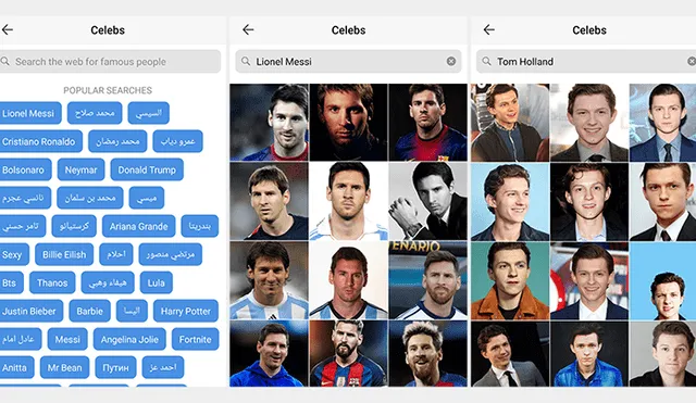 FaceApp cuenta con un buscador integrado para utilizar imágenes de celebridades.