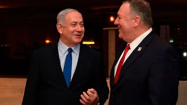 Ministro de Israel, Benjamín Netanyahu, y Mike Pompeo, secretario de Estado de los Estados Unidos. Foto: difusión.