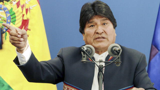 Presidente boliviano Evo Morales en una conferencia de prensa en la Casa Grande del Pueblo (La Gran Casa del Pueblo) en La Paz.