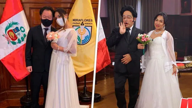 El destacado imitador de Latina fue entrevistado antes de su sketch sobre la boda de secreta de Kenji Fujimori. Foto: composición