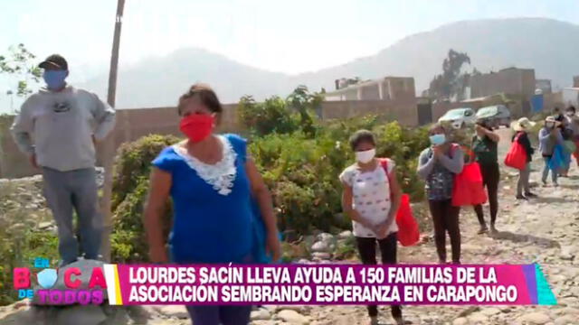 La periodista se sumó a estas acciones solidarias durante la crisis económica debido a la pandemia del coronavirus. Foto: captura América TV
