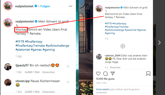 Uno de los youtubers más seguidos de Alemania anunció noticias de FFVII Remake (posible juego de PS5) para el lunes. Luego, borró el día.