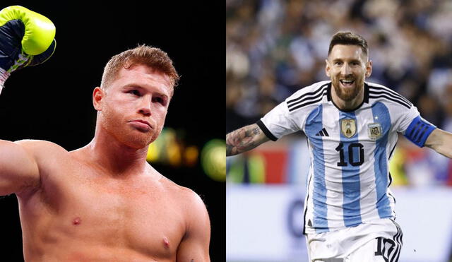 'Canelo' Álvarez se muestra furioso con Lionel Messi al poner camiseta mexicana en el suelo. Foto: composición LR/AFP