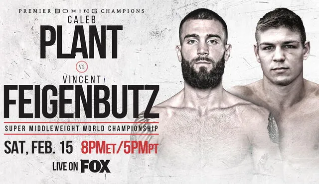 Sigue el Caleb Plant vs. Vincent Feigenbutz EN VIVO HOY sábado 15 vía FOX y FOX Action. Foto: Prensa PBC