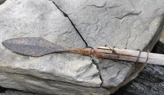 Una flecha de hace 1.300 años en Langfonne. Foto: Consejo del condado de Innlandet