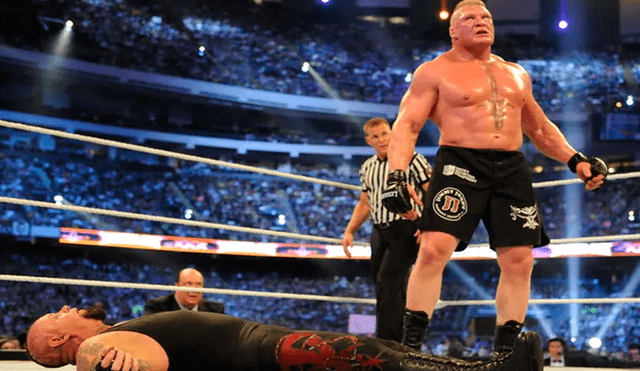 Brock Lesnar quebró la racha invicta de The Undertaker en WrestleMania 30. | Foto: WWE