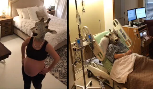 Facebook: mujer usa cabeza de jirafa antes de dar a luz y lo transmite en vivo | VIDEO