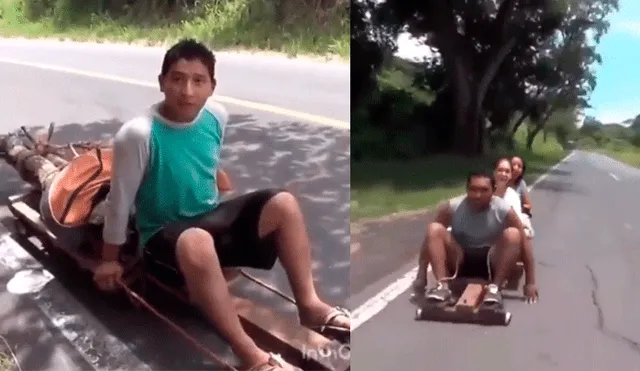 Facebook viral: joven usa ingenioso vehículo casero para viajar por la carretera [VIDEO]