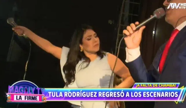 Tula Rodríguez se presentó en un evento en Santa Anita. Foto: captura de América TV