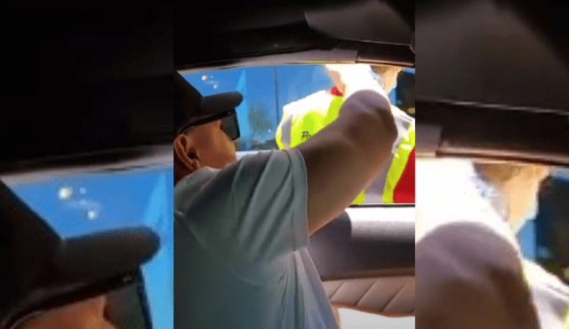 Video es viral en TikTok. El conductor detuvo su ruta por un momento y sorprendió a un trabajador de servicio público que llevaba varias horas parado bajo el sol. Fotocaptura: YouTube