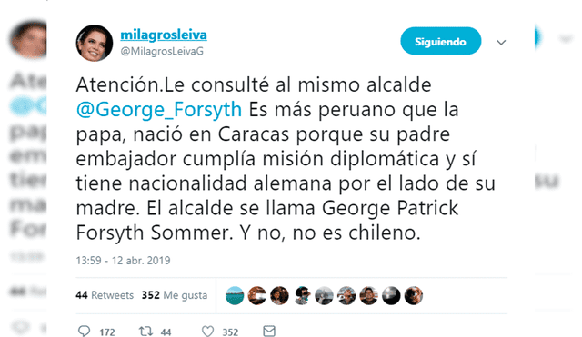 Milagros Leiva despeja rumores tras confirmar nacionalidad de George Forsyth