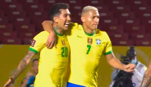 Firmino anotó el primer tanto de Brasil en la segunda mitad. Foto: captura de Movistar Deportes