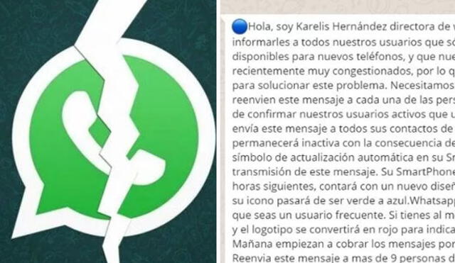 ¡Atención! Comparten en WhatsApp un falso mensaje que amenaza con cerrar cuentas y cobrar