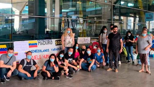 Venezolanos varados en España piden un vuelo de repatriación. Foto: Luciano del Gaudio.