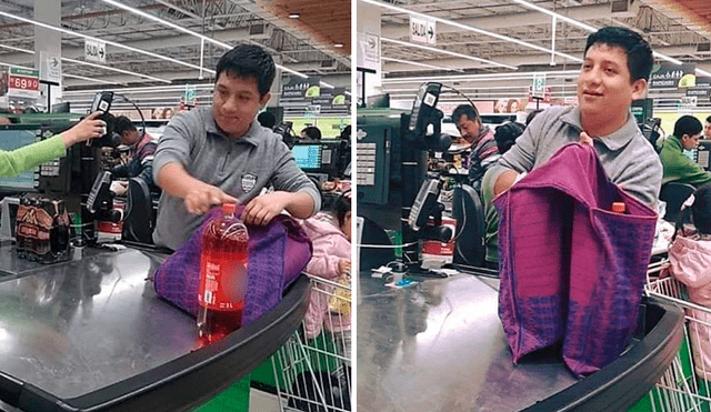 Chico usa alforja cajamarquina en vez de bolsa para comprar en supermercado y causa furor [VIDEO]