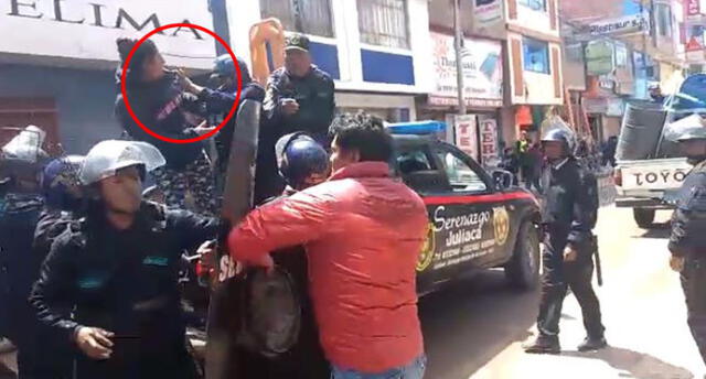 Puno: comerciantes de Juliaca se enfrentan a golpes con serenazgo en operativo [VIDEO]