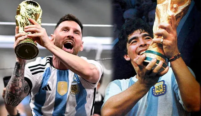 Messi salió campeón del mundo en el 2022 y Maradona, en 1986. Foto: composición LR/AFP