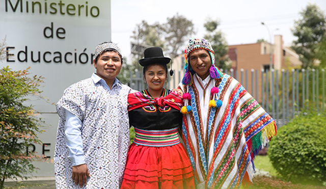 Los tres profesores son Rubén Ycra Ccahuana, Brisayda Aruhuanca Chahuares y Tony Ramírez Nunta. (Foto: Minedu)