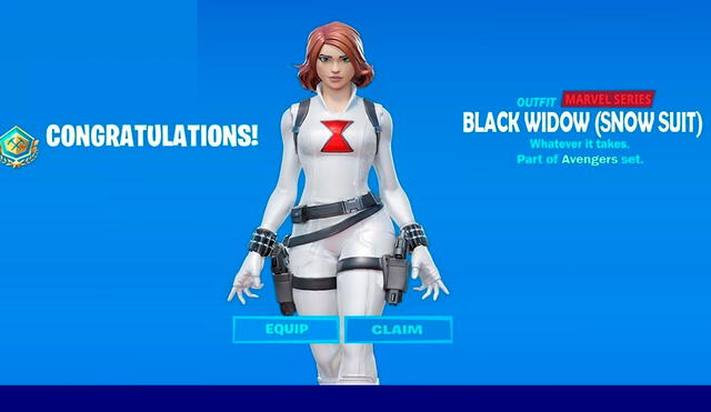 Así se verá la skin de Black Widow Snow Suit que llegará a Fortnite, según filtración. Foto: YouTube