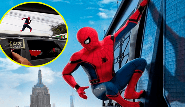Facebook: Peruano se disfraza de Spiderman y sube a los techos de buses para hacer acrobacias [VIDEO]