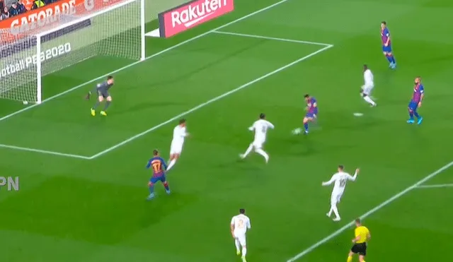 Lionel Messi tuvo la ocasión más clara del FC Barcelona para abrir el marcador ante el Real Madrid. | Foto: ESPN 2
