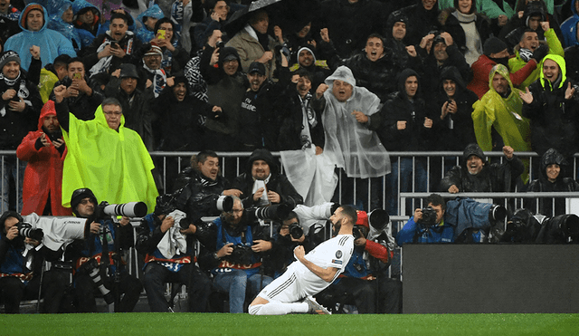 Benzema marcó el primer gol del Real Madrid vs. PSG en el Santiago Bernabéu por la UEFA Champions League. | Foto: AFP