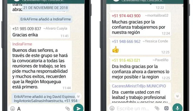 Chat confirma que hija de gobernador de Moquegua tuvo injerencia en designación de funcionarios