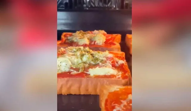Desliza las imágenes para saber cómo preparar esta exquisita pizza casera elaborada a base de pan de molde. Foto: captura de TikTok/@lacuchara_recetas