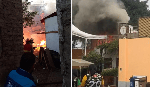 Incendio se produce a la espalda del colegio Los Reyes Rojos, en Barranco. Foto: Difusión