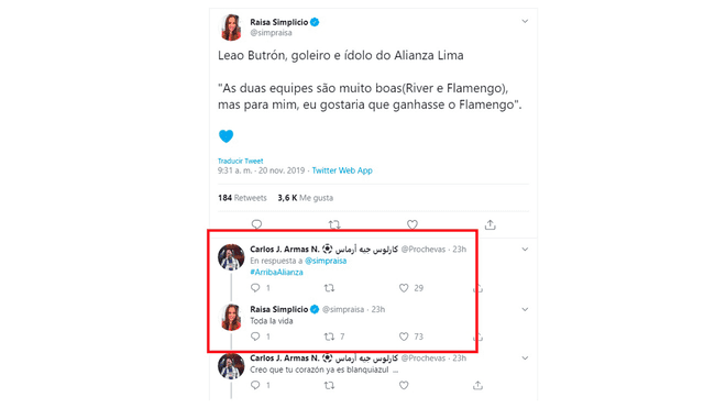 River vs. Flamengo: periodista brasileña responde arenga sobre Alianza Lima.