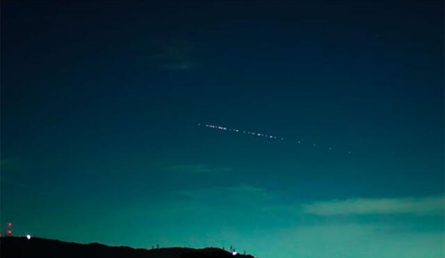 Satélites Starlink sobrevolando Japón. Foto: captura de YouTube